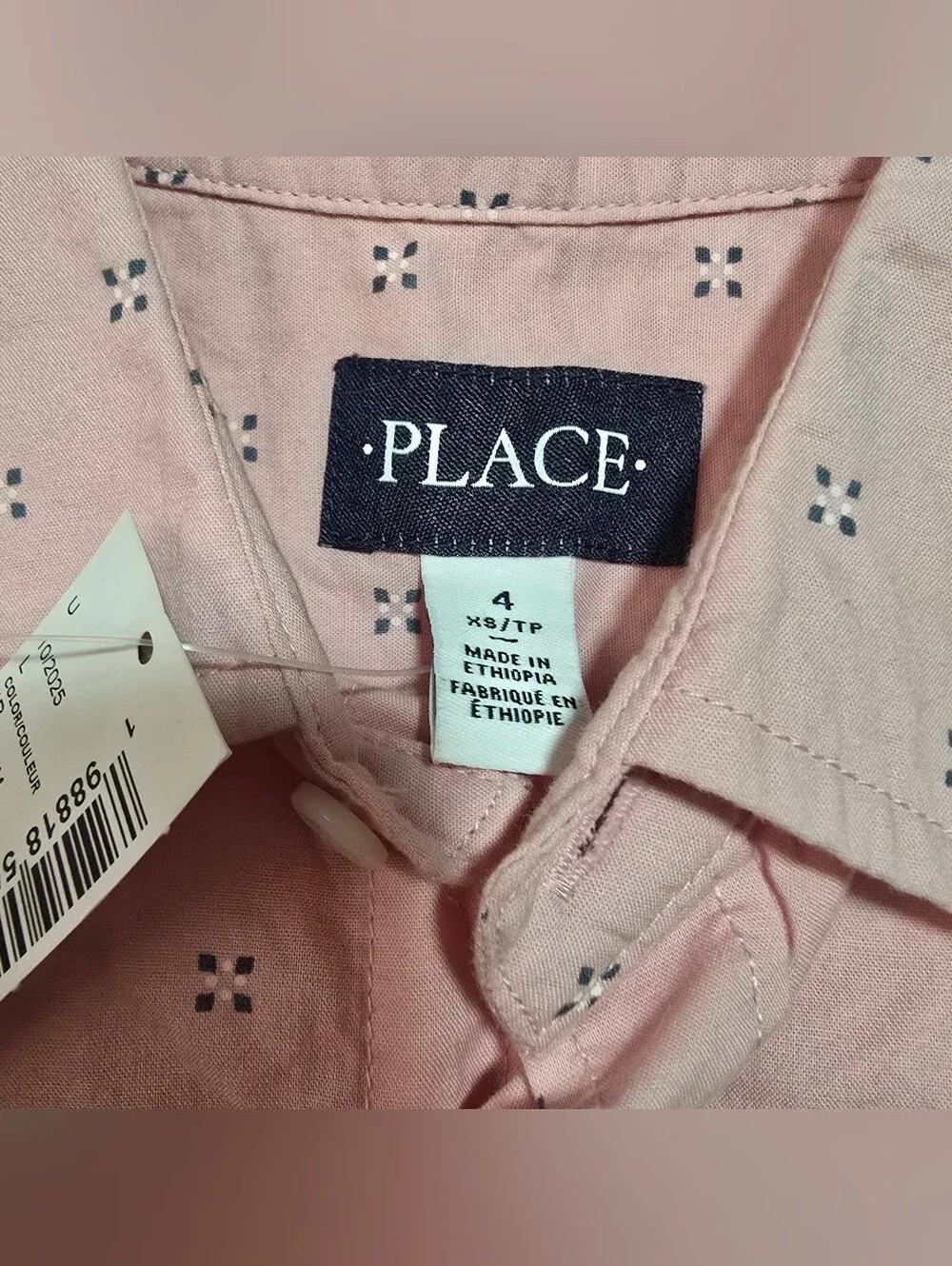 The Childrens Place Pink Button Up Down Polo Shirt Size 4 Xsmall XS 4t CP NWT